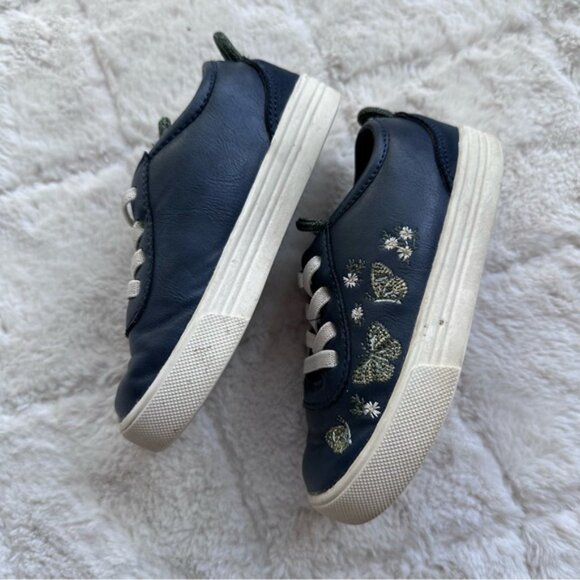 OshKosh B'Gosh | Navy and Green Embroidered Girl's Sugar Sneakers | Size 7 - Picture 3 of 7